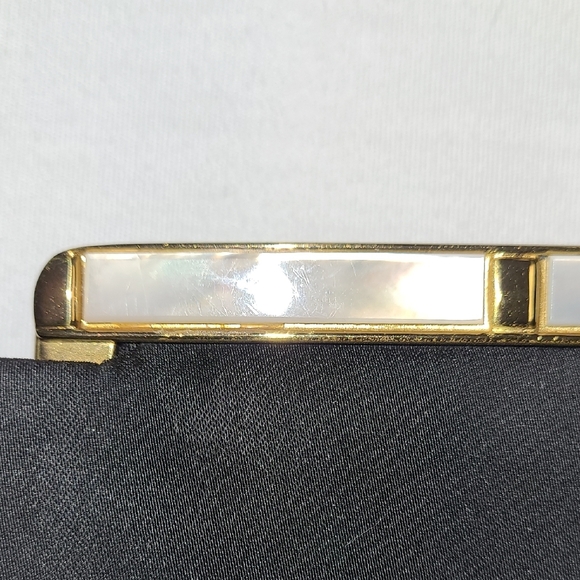After Five Vintage Elegant Black  Clutch with Gold & Mother Of Pearl Accents - Picture 10 of 12